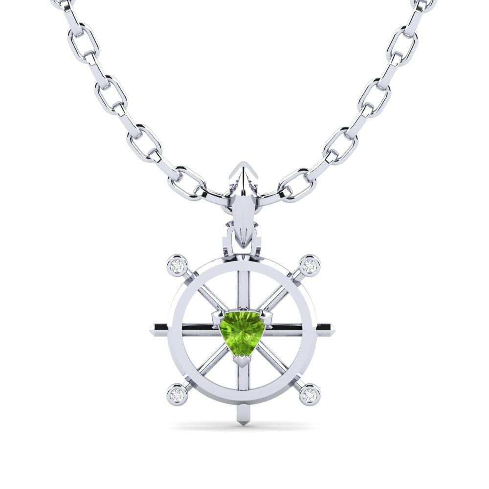 14ct White Gold Peridot Men's Pendant Semirana