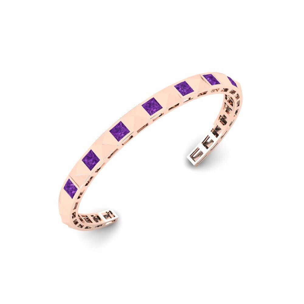 14ct Rose Gold Amethyst Men's Bracelet Teuga