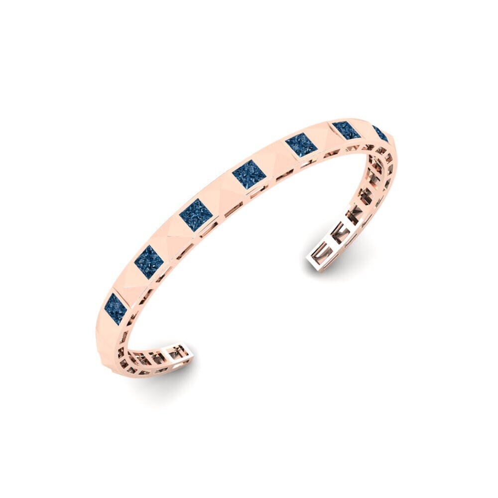 14ct Rose Gold Blue Diamond Men's Bracelet Teuga