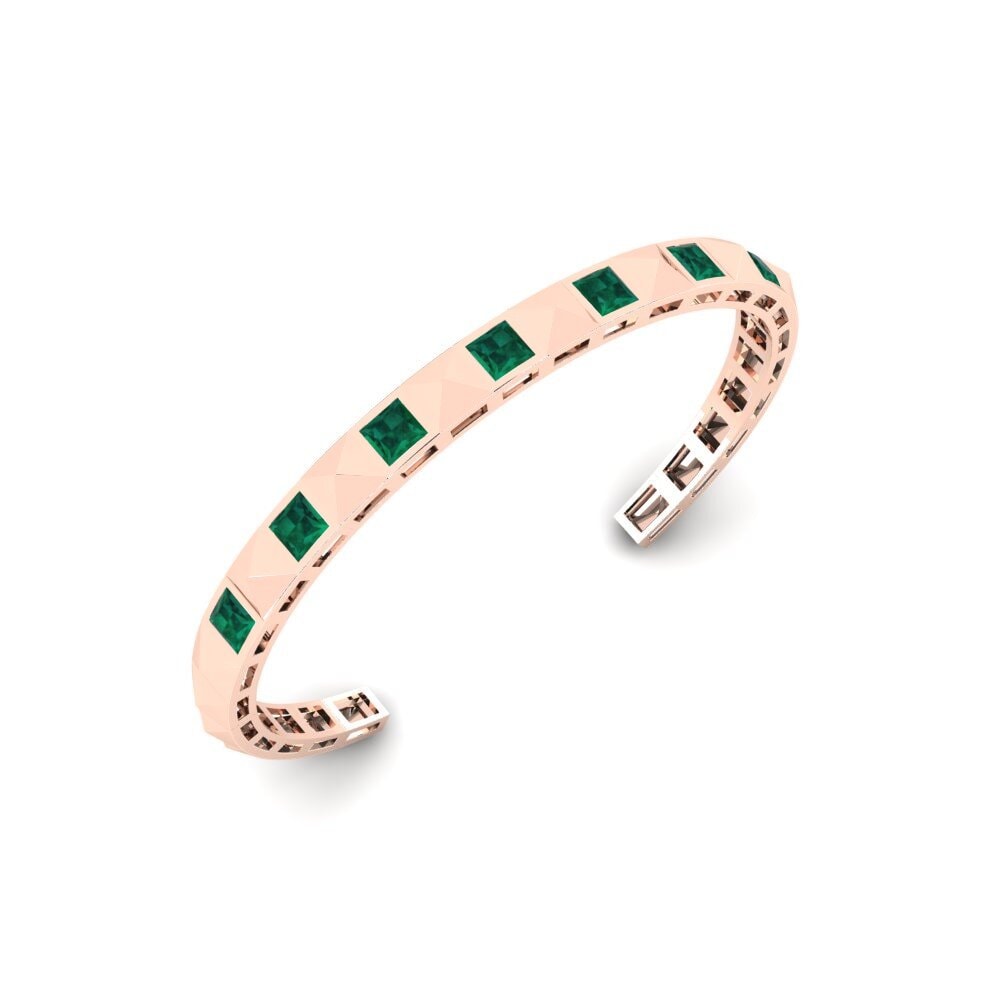 14ct Rose Gold Emerald Men's Bracelet Teuga