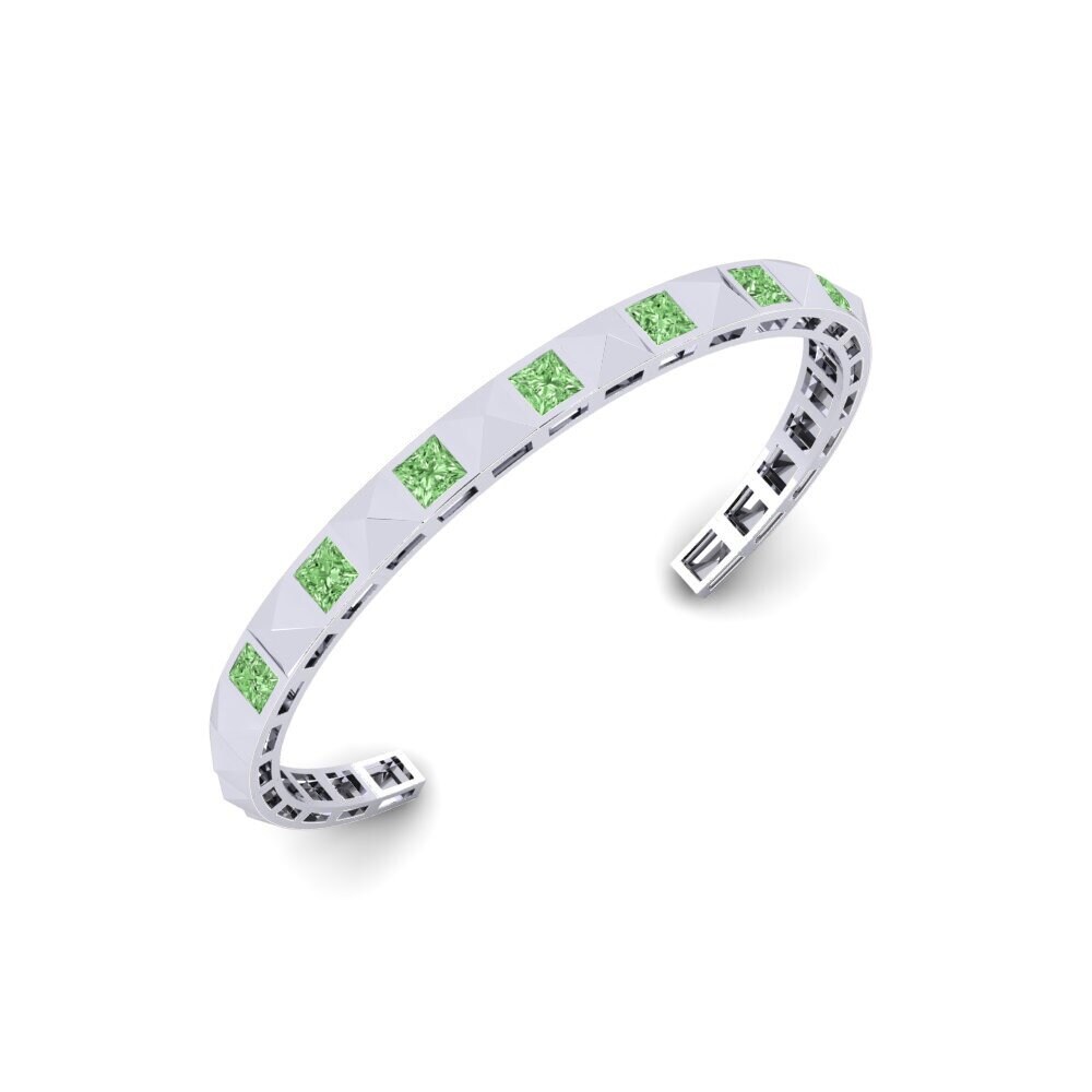 9ct White Gold Green Diamond Men's Bracelet Teuga
