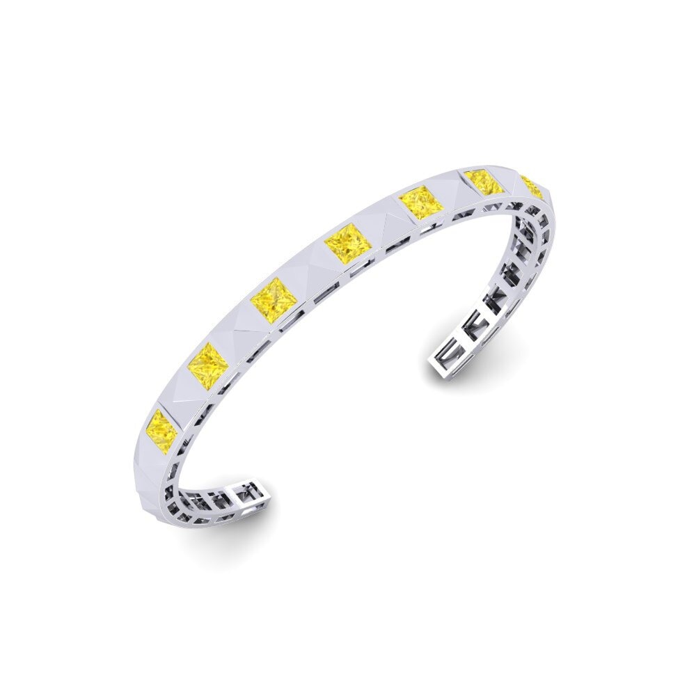 18ct White Gold Yellow Sapphire Men's Bracelet Teuga
