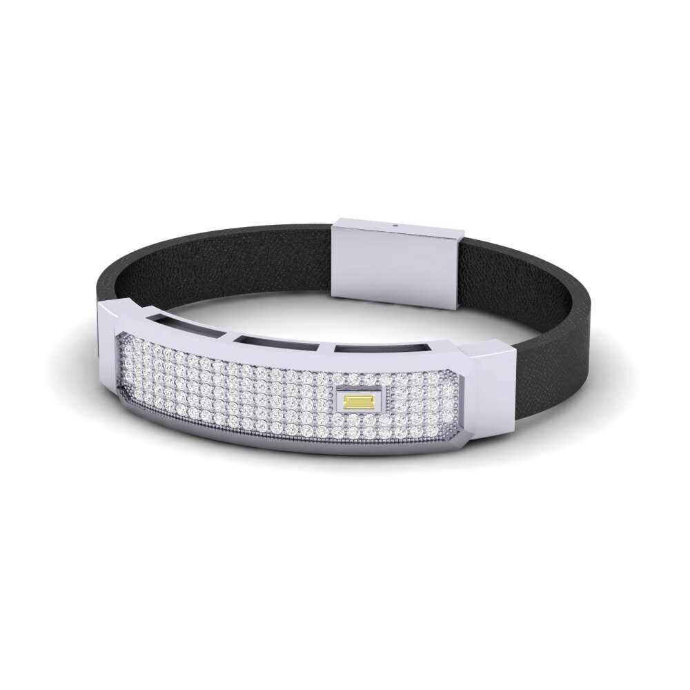 18ct White Gold Yellow Sapphire Men's Bracelet Tramola