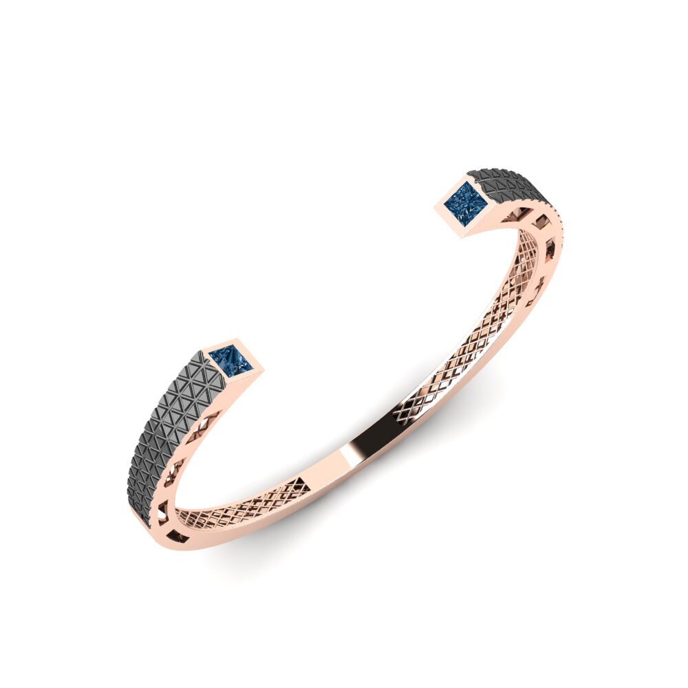14ct Rose Gold Blue Diamond Men's Bracelet Tweedledum