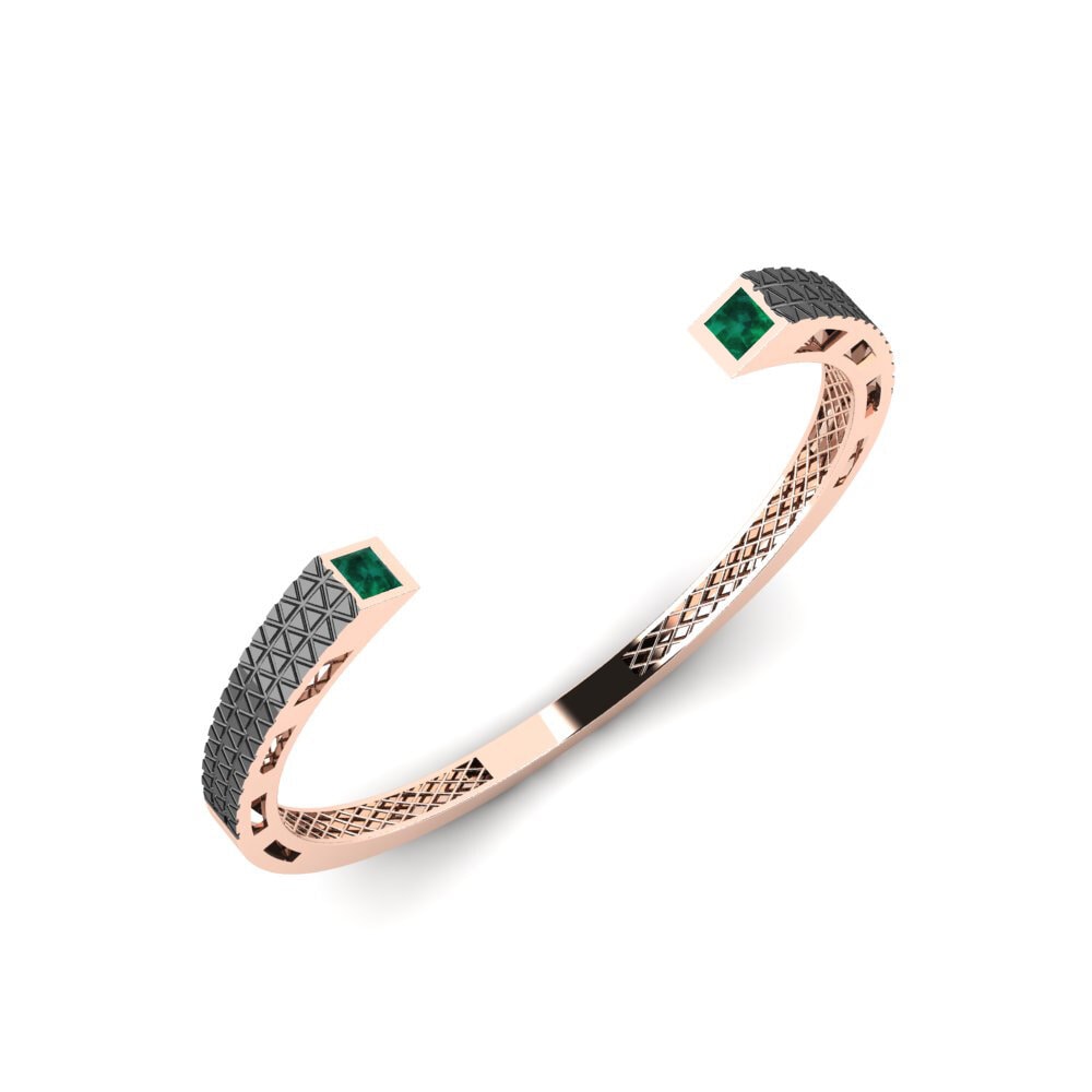 14ct Rose Gold Emerald Men's Bracelet Tweedledum