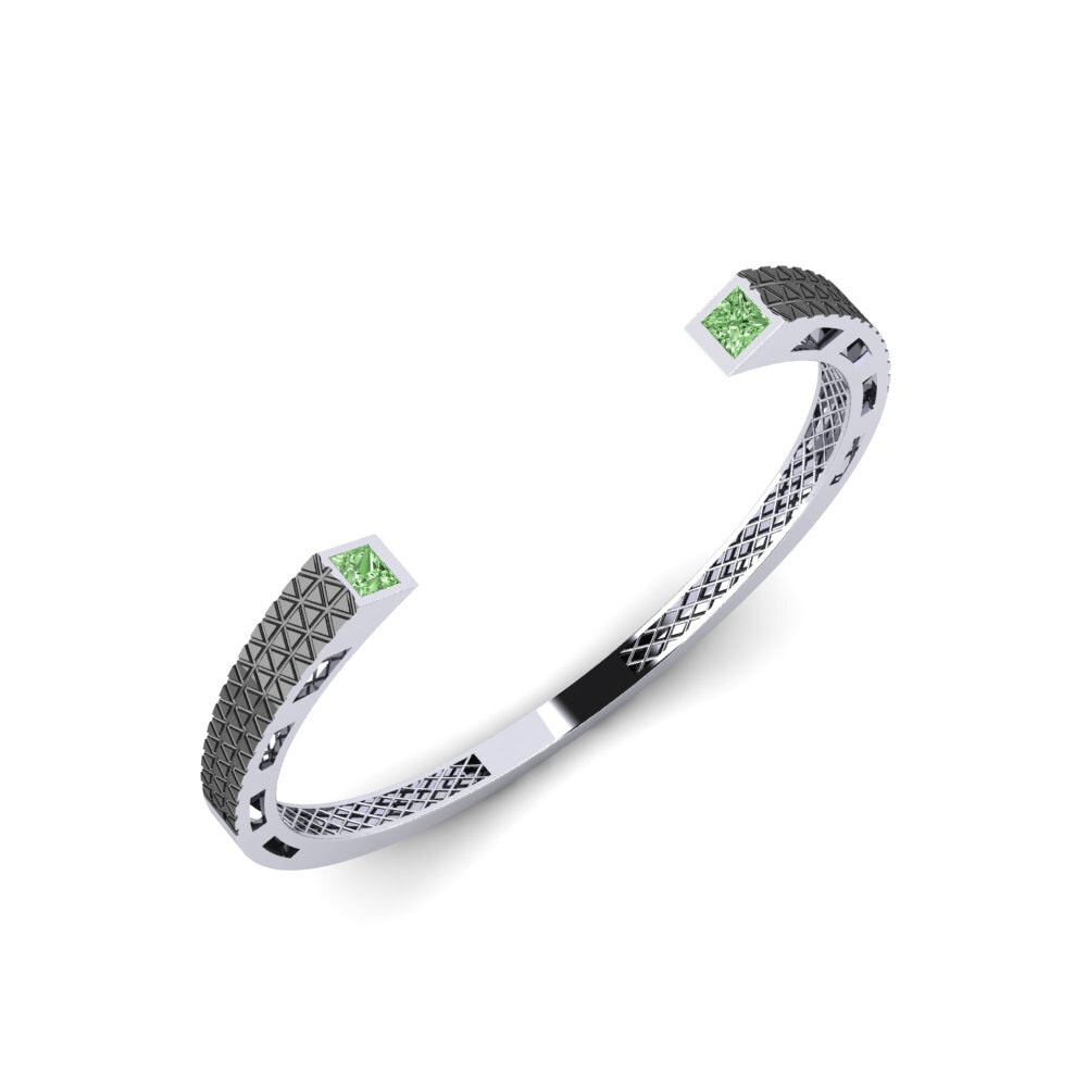 9ct White Gold Green Diamond Men's Bracelet Tweedledum