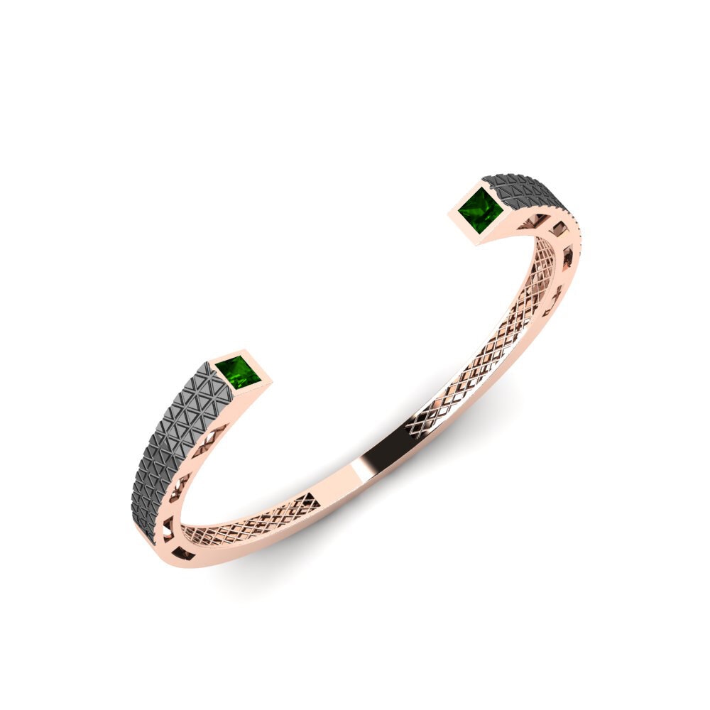 18ct Rose Gold Green Tourmaline Men's Bracelet Tweedledum