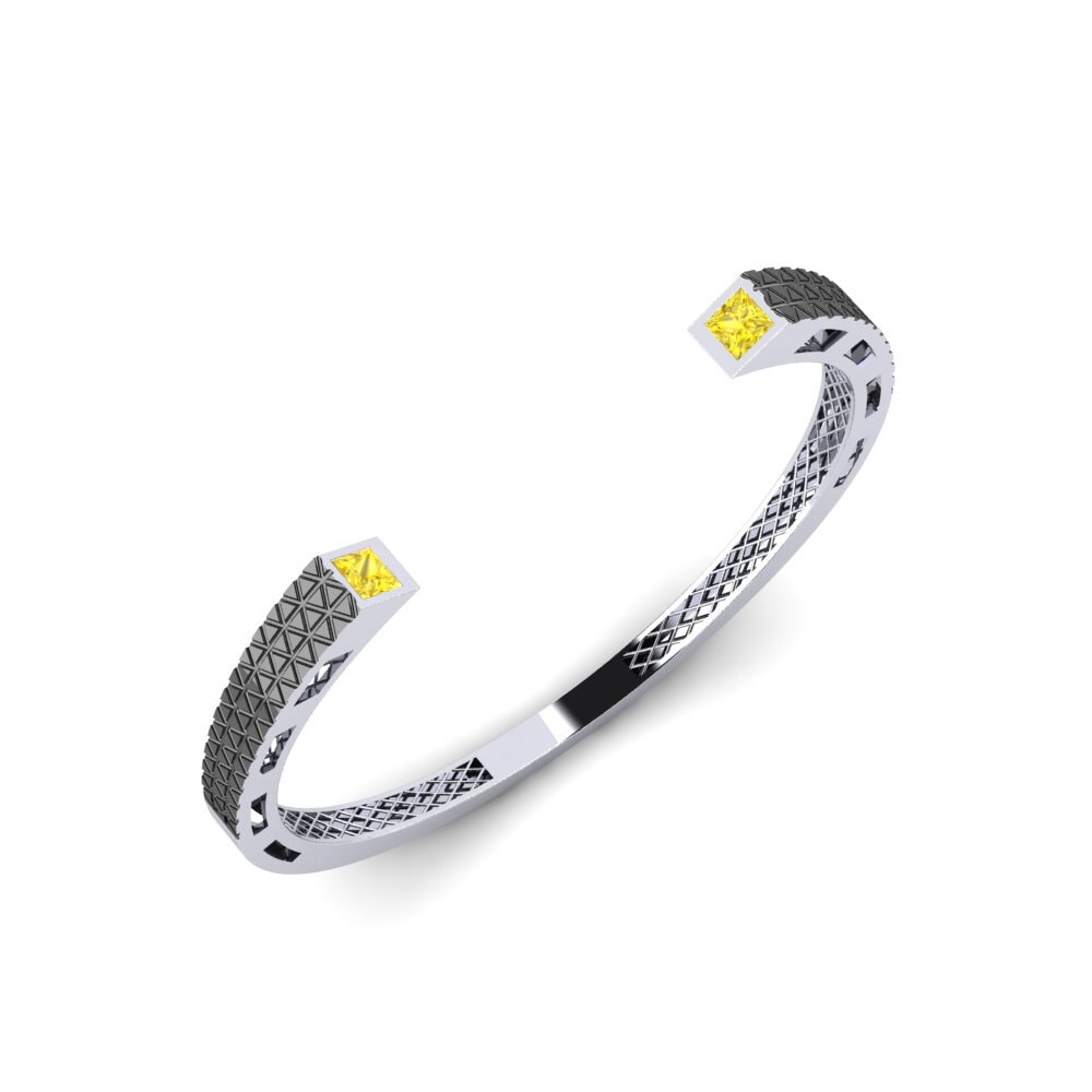 18ct White Gold Yellow Sapphire Men's Bracelet Tweedledum
