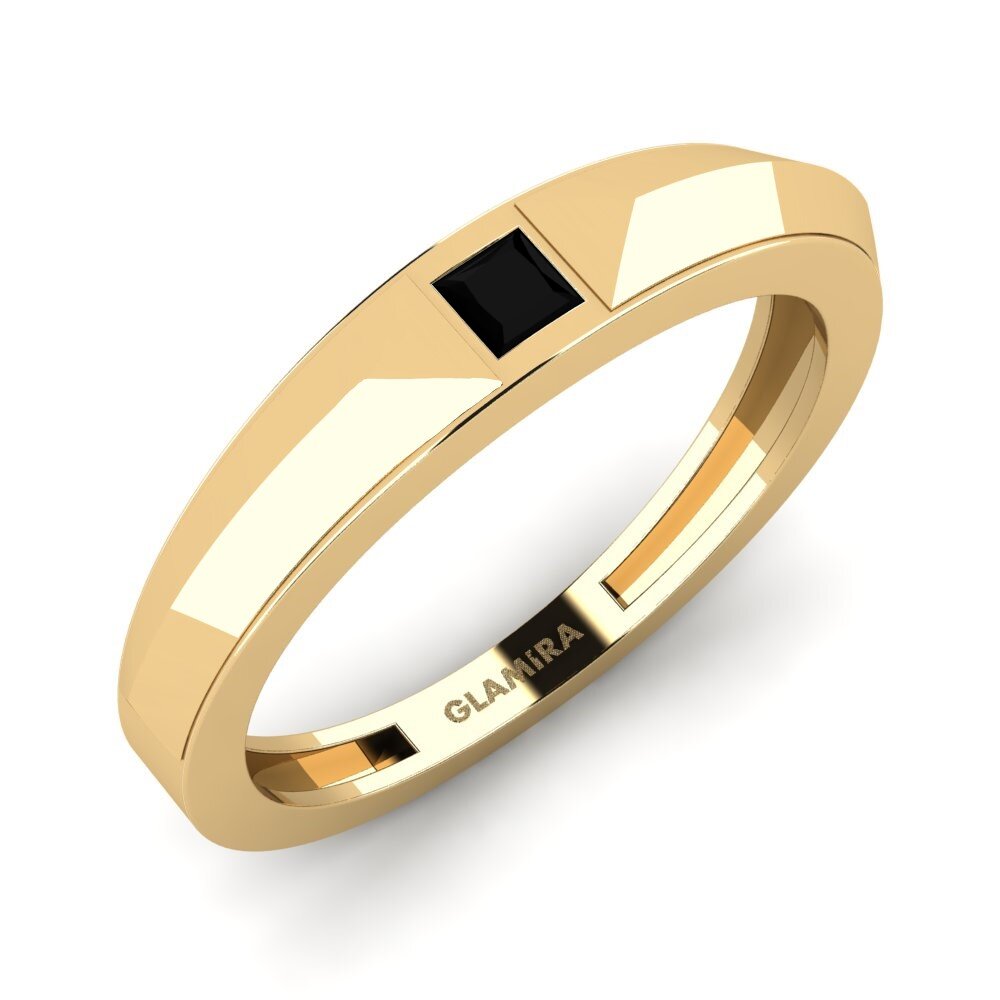 14ct Yellow Gold Black Diamond Men's Ring Uptodate
