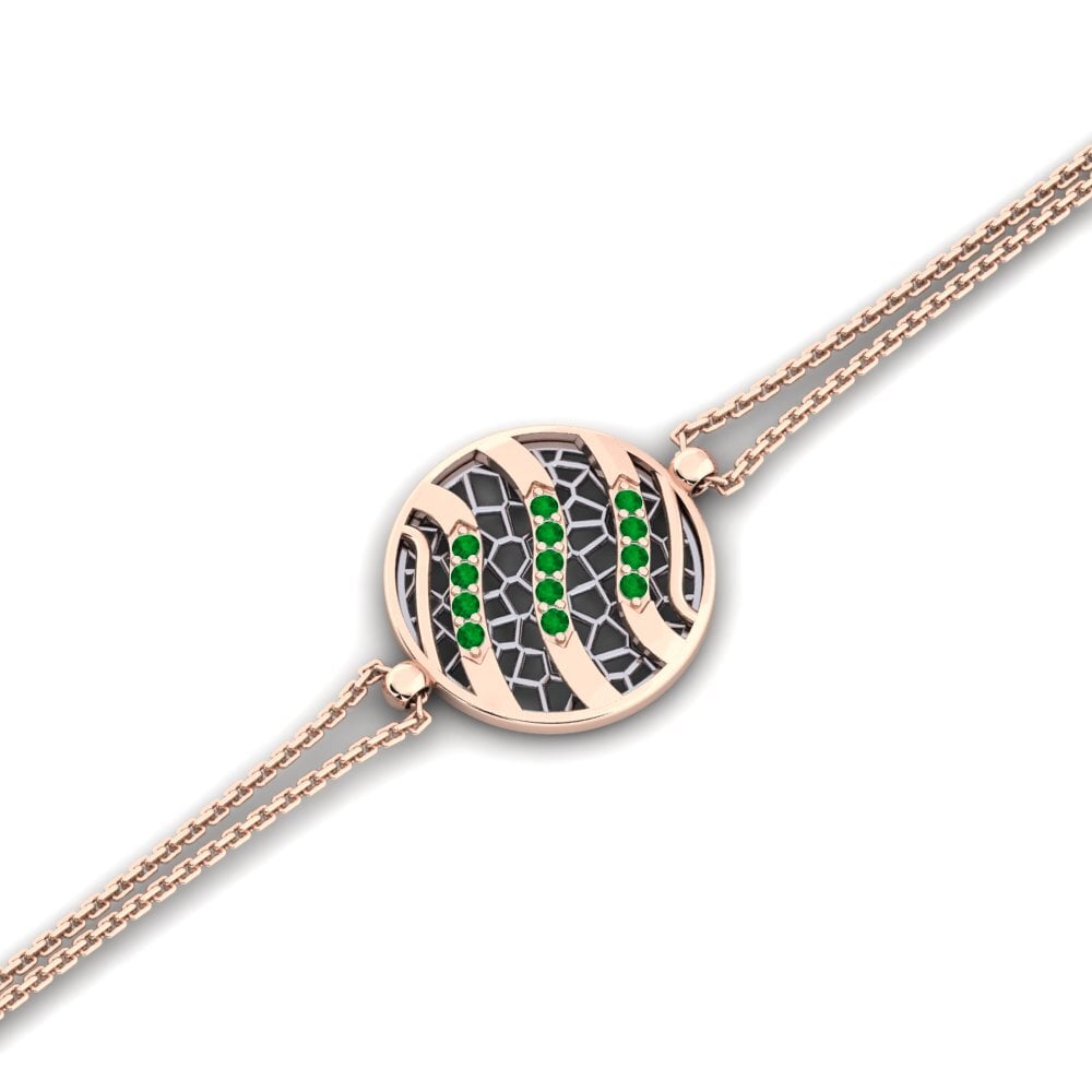 9ct Rose & White Gold Emerald Women's Bracelet Cefferan