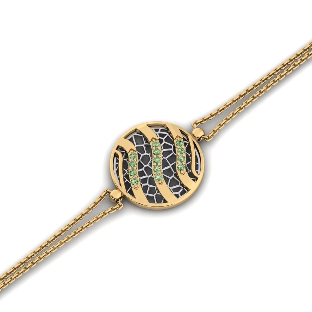 9ct Yellow & White Gold Green Diamond Women's Bracelet Cefferan