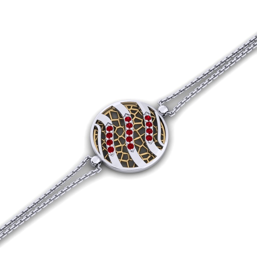 9ct White & Yellow Gold Red Zirconia Women's Bracelet Cefferan
