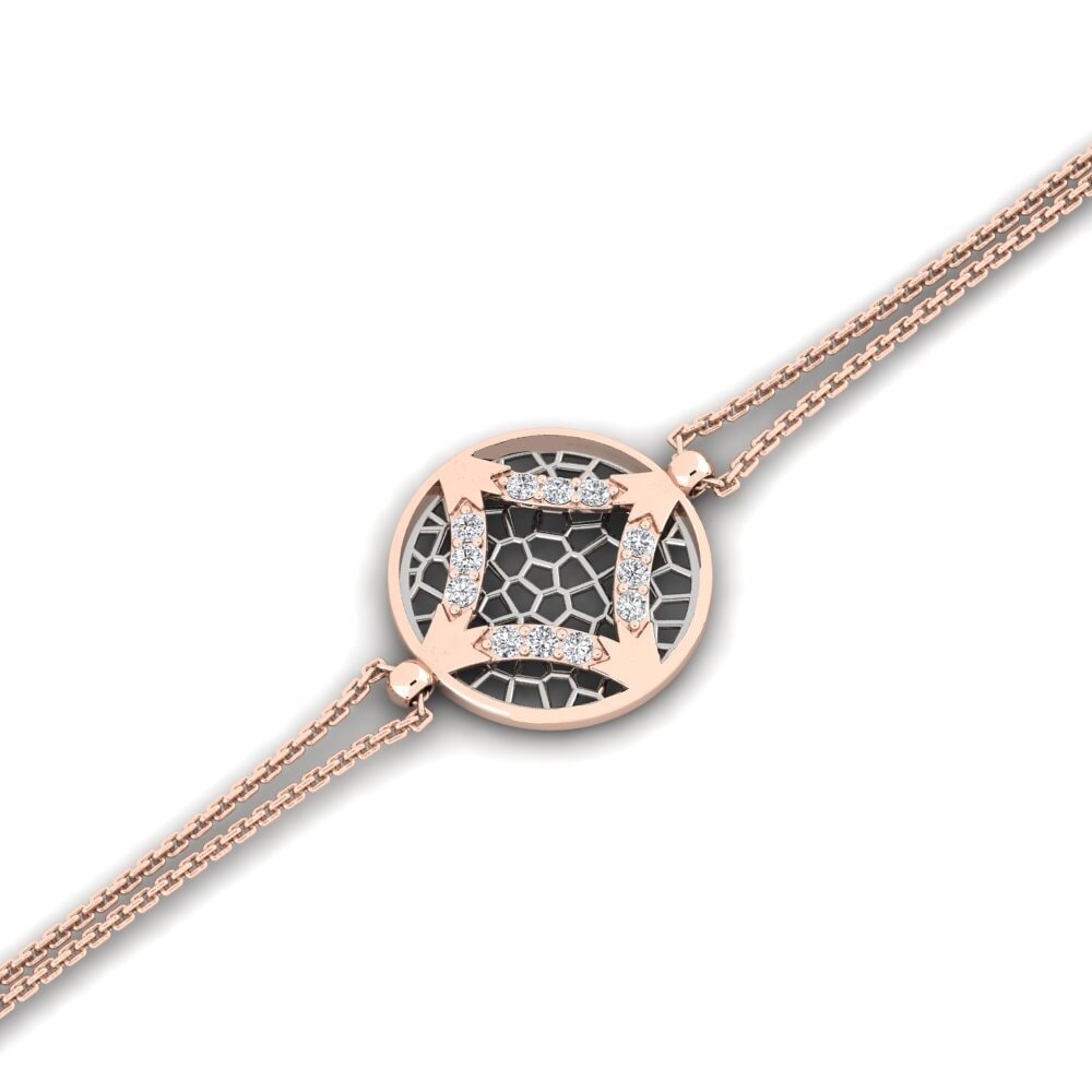 9ct Rose & White Gold Diamond Women's Bracelet Cefgon
