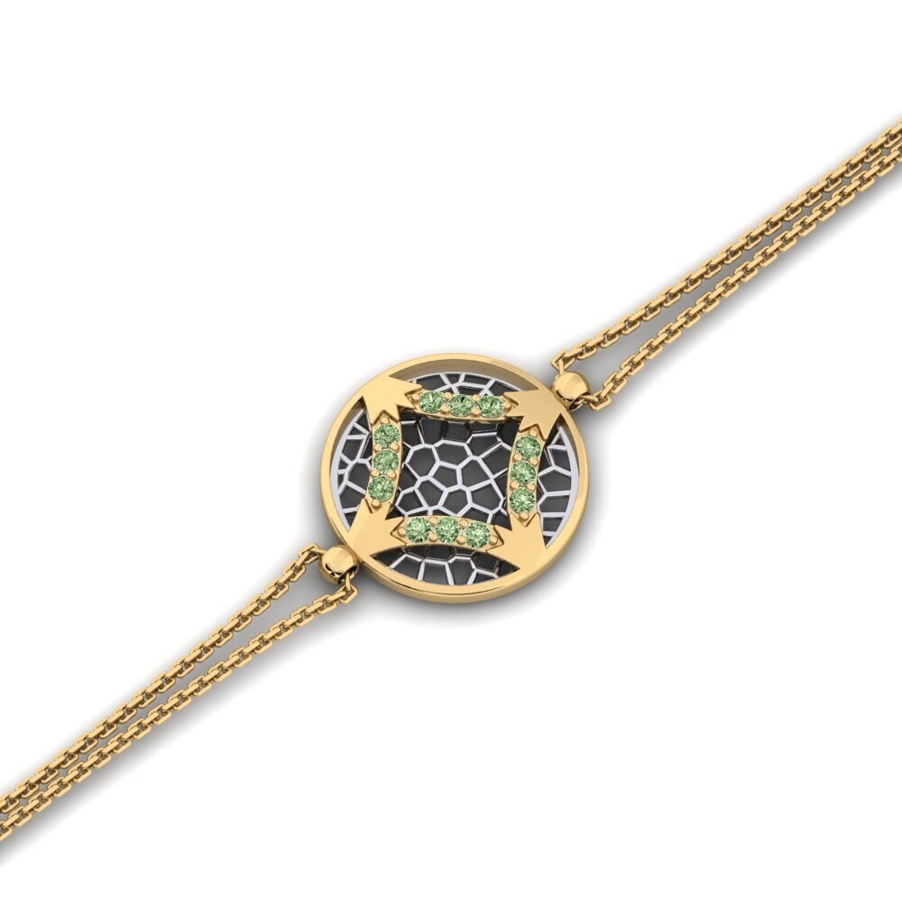 9ct Yellow & White Gold Green Diamond Women's Bracelet Cefgon