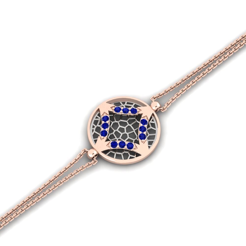 9ct Rose & White Gold Sapphire Women's Bracelet Cefgon
