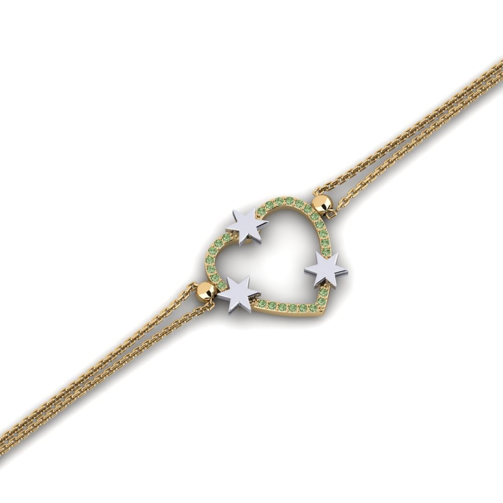 9ct Yellow & White Gold Green Diamond Women's Bracelet Ceptiones