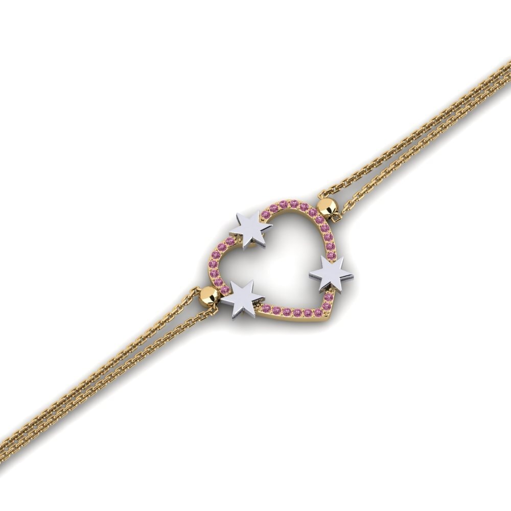 9ct Yellow & White Gold Rhodolite Garnet Women's Bracelet Ceptiones
