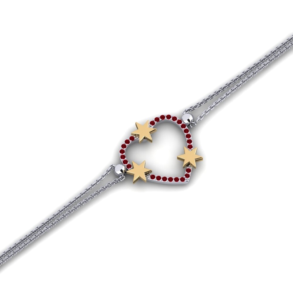 9ct White & Yellow Gold Red Zirconia Women's Bracelet Ceptiones