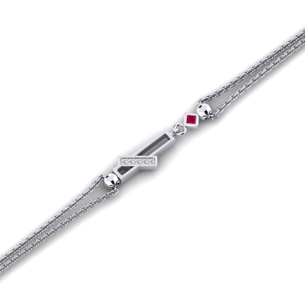 18k Oro Blanco Rubí Pulsera de Mujer Cippert