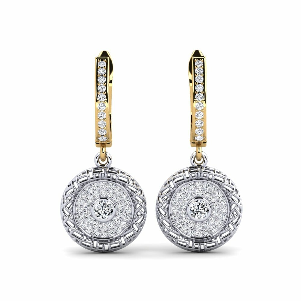 14k Oro Amarillo & Blanco Pendiente de mujer Jolter