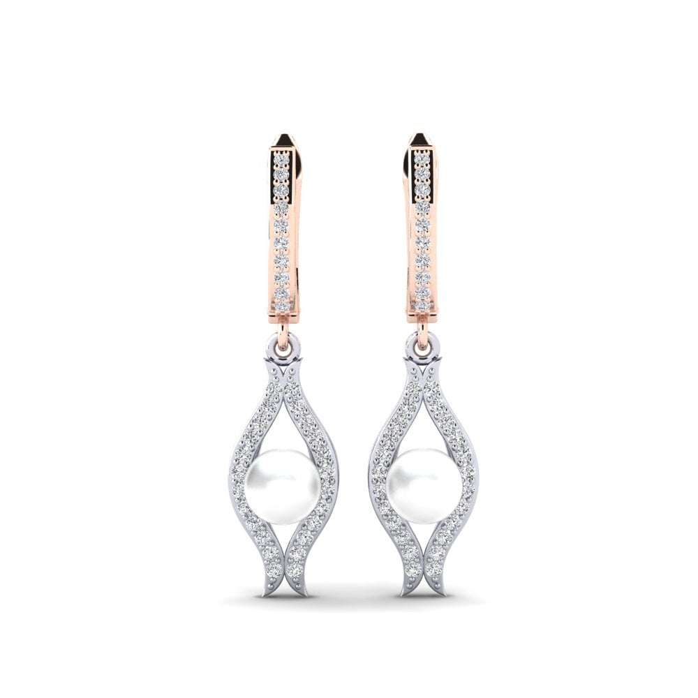 9ct Rose & White Gold Diamond Women's Earring Haspe