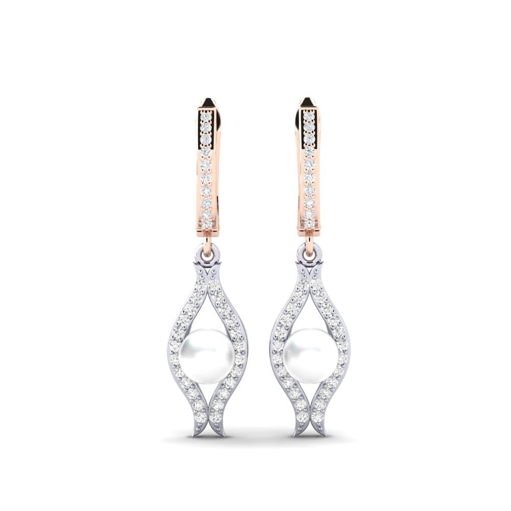 9ct Rose & White Gold White sapphire Women's Earring Haspe