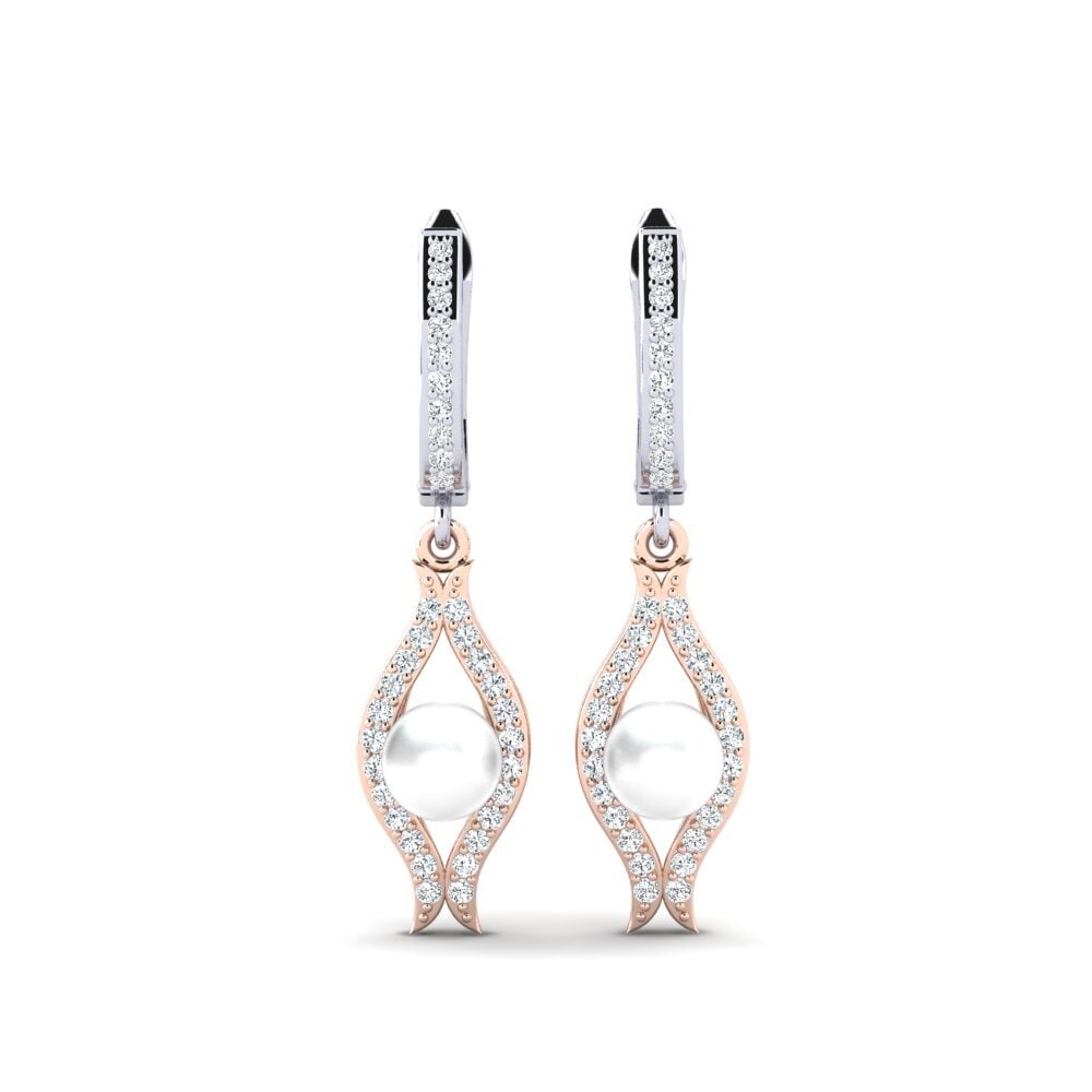 14ct White & Rose Gold Zirconia Women's Earring Haspe