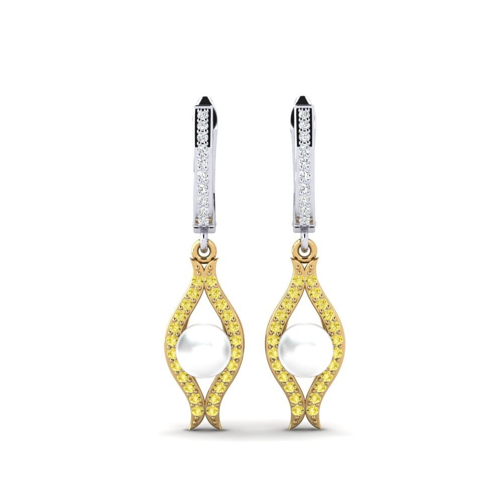18ct White & Yellow Gold Yellow Sapphire Women's Earring Haspe