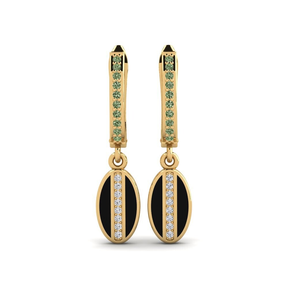 Boucles D'oreilles Puces Or Jaune 14K Avec Perles Noires D'eau Douce - Neuf Sans Emballage