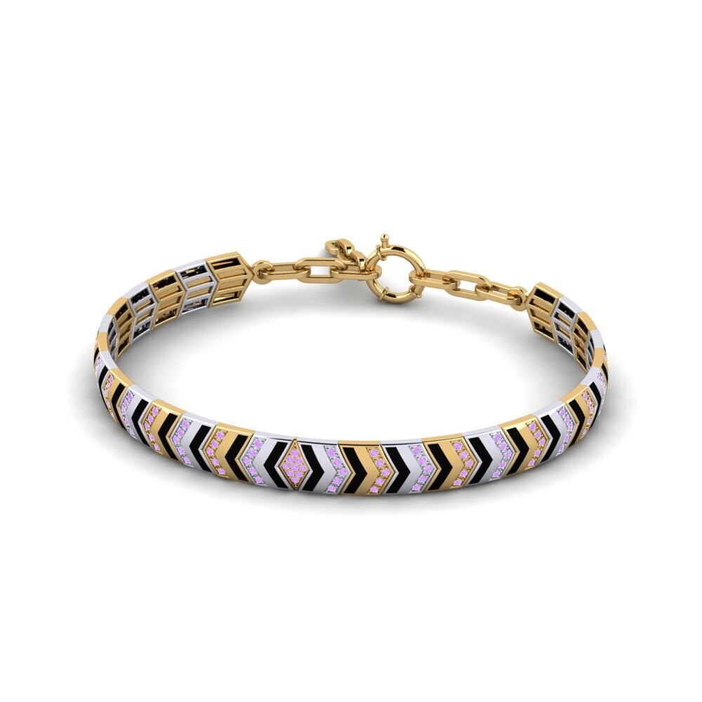 14K Yellow & White Gold Amethyst Men's Bracelet Digeste