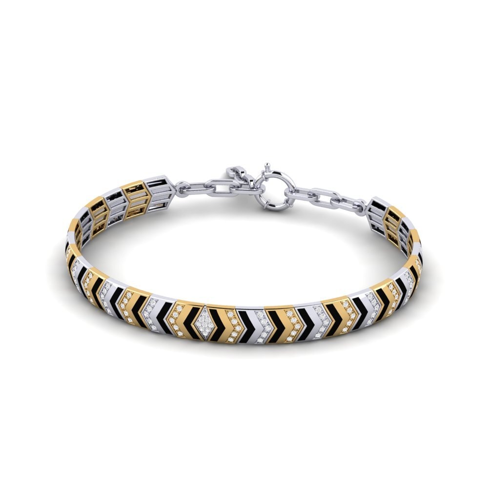 18ct White / Yellow Gold White sapphire Men's Bracelet Digeste