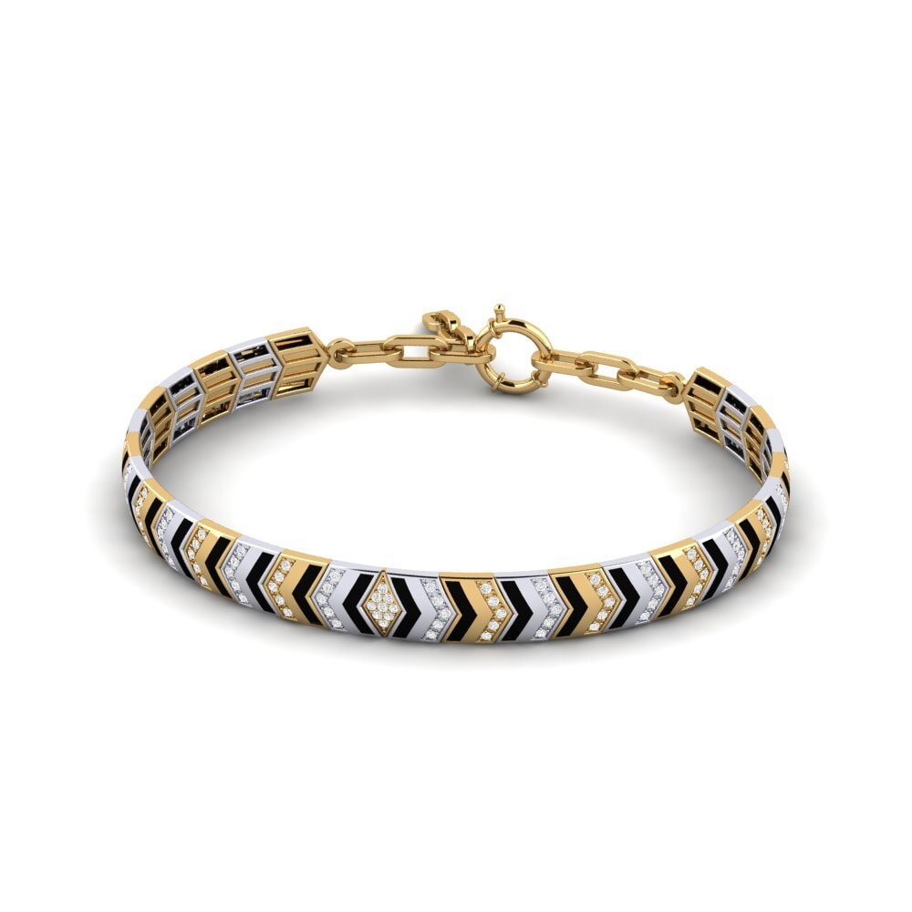 18ct Yellow / White Gold White sapphire Men's Bracelet Digeste