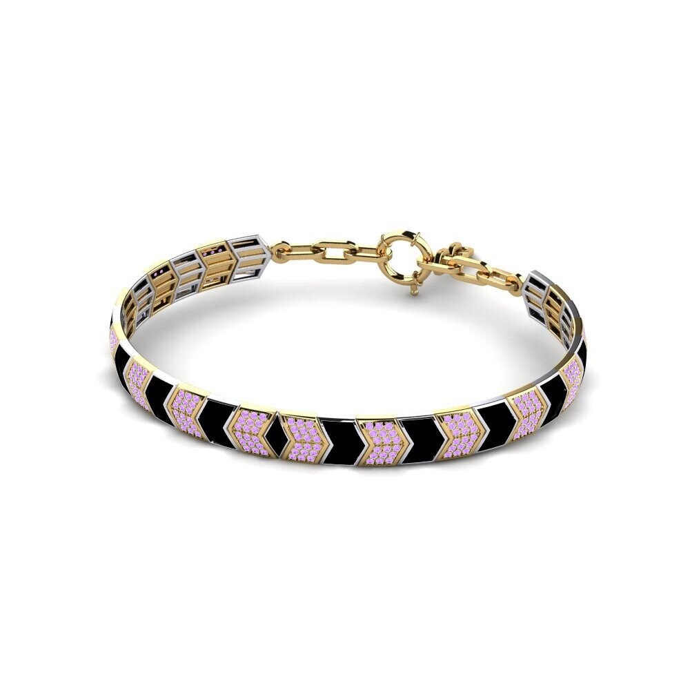 14K Yellow & White Gold Amethyst Men's Bracelet Direvrai