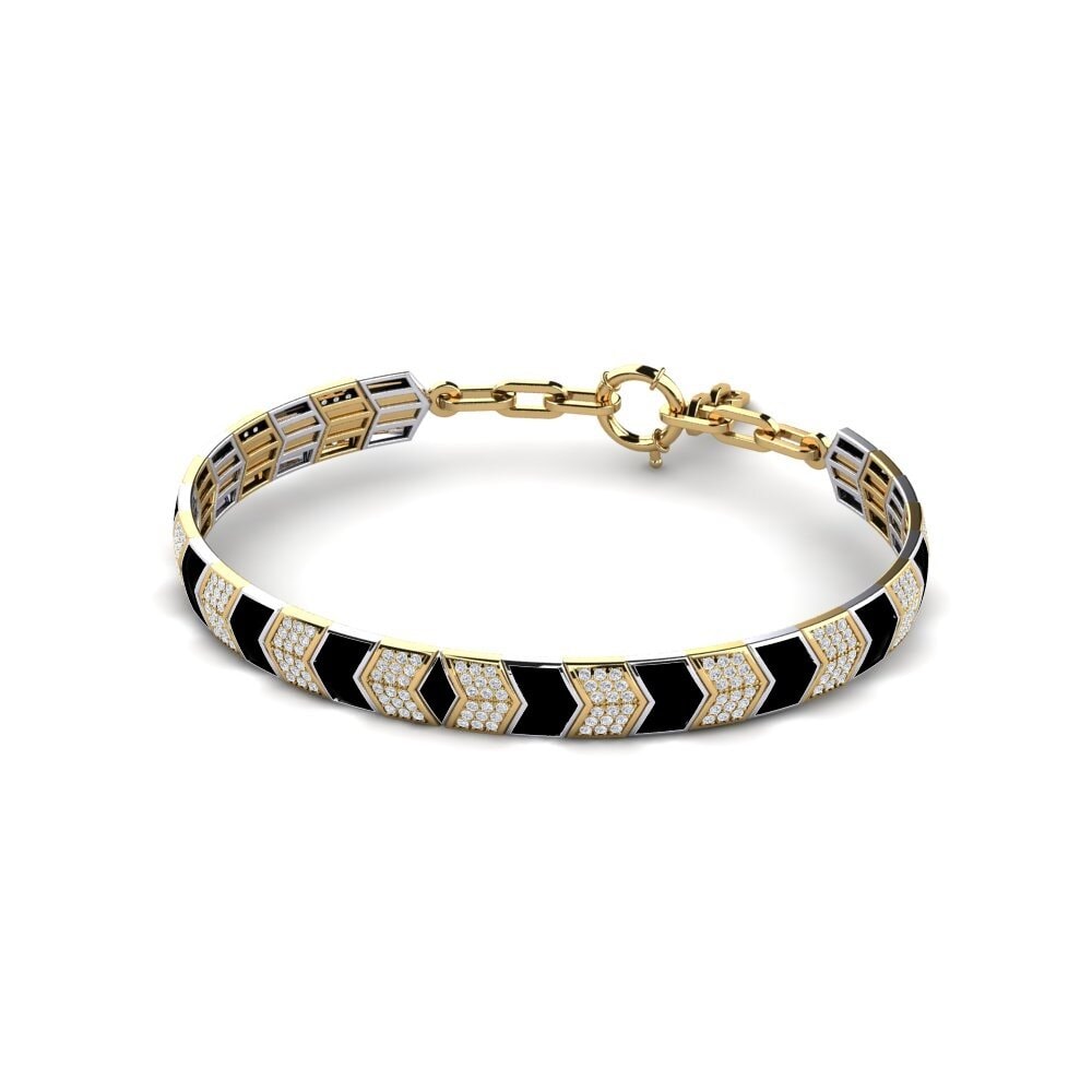 18ct Yellow / White Gold Diamond Men's Bracelet Direvrai