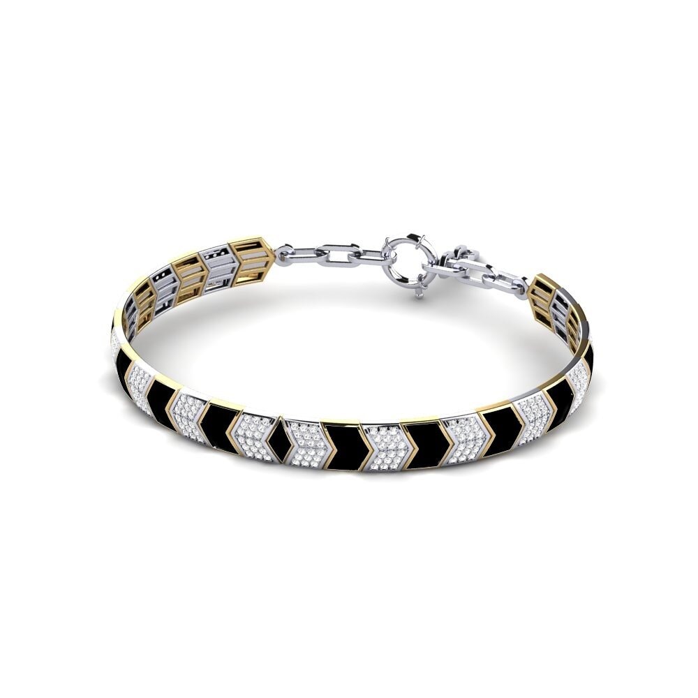 18ct White / Yellow Gold White sapphire Men's Bracelet Direvrai