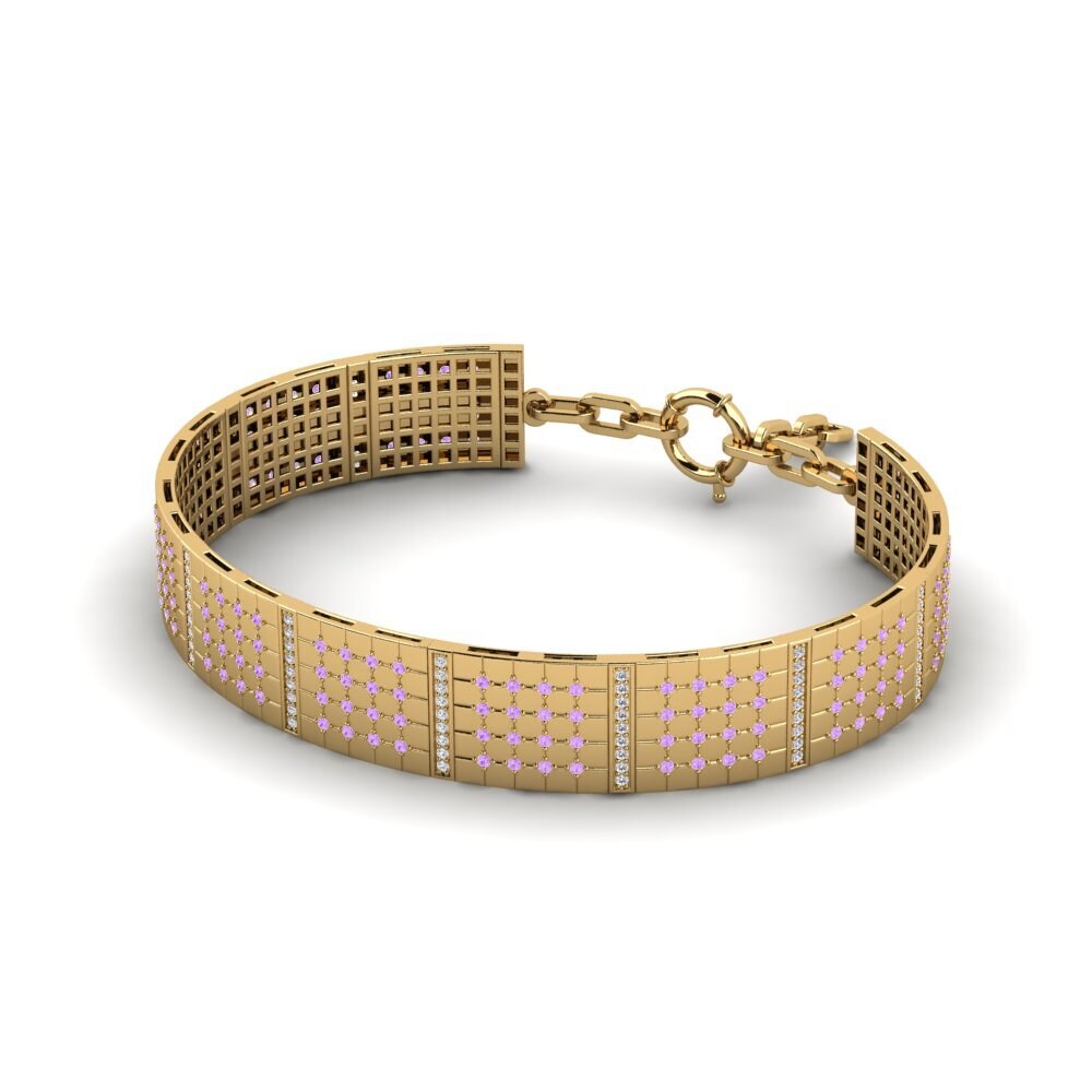 18ct Yellow Gold Amethyst Men's Bracelet Dogue