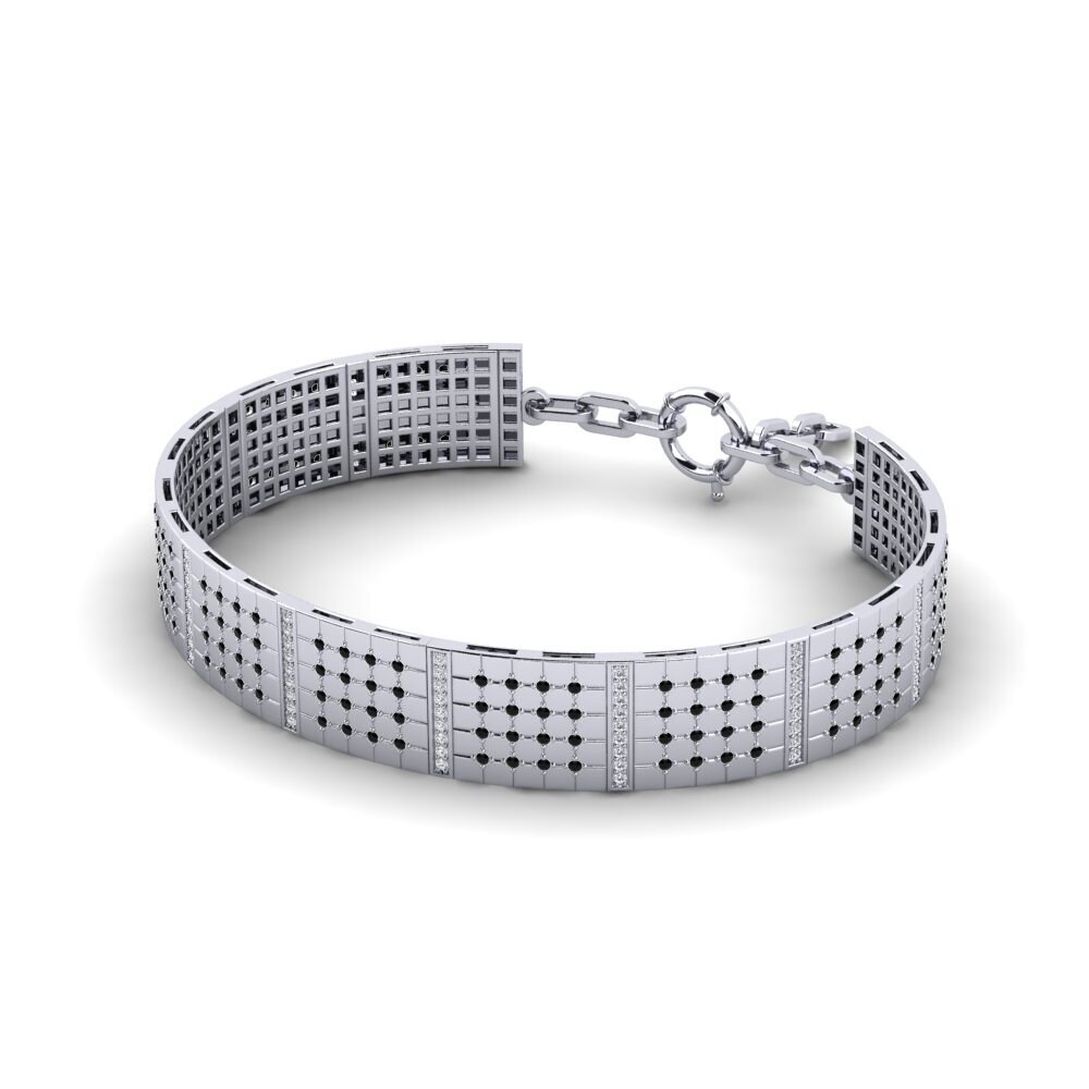 14ct White Gold Black Onyx Men's Bracelet Dogue