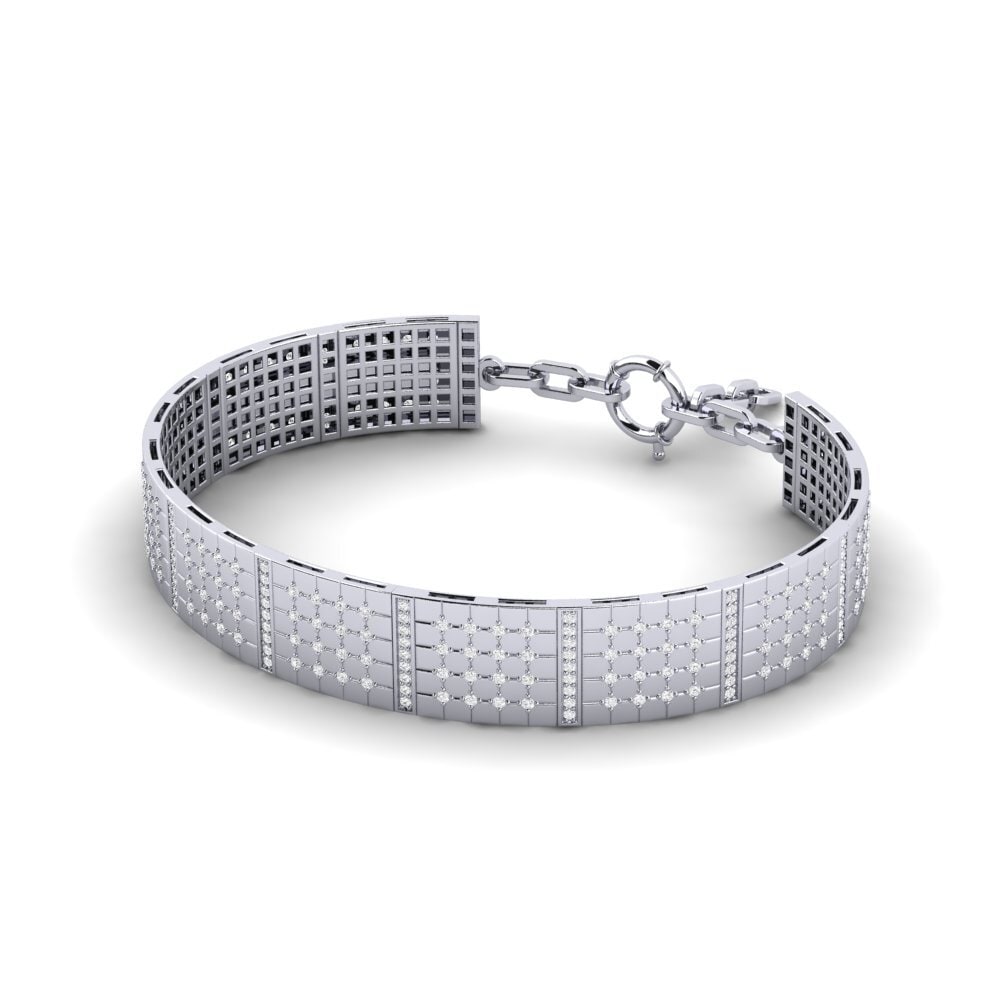 18ct White Gold White sapphire Men's Bracelet Dogue