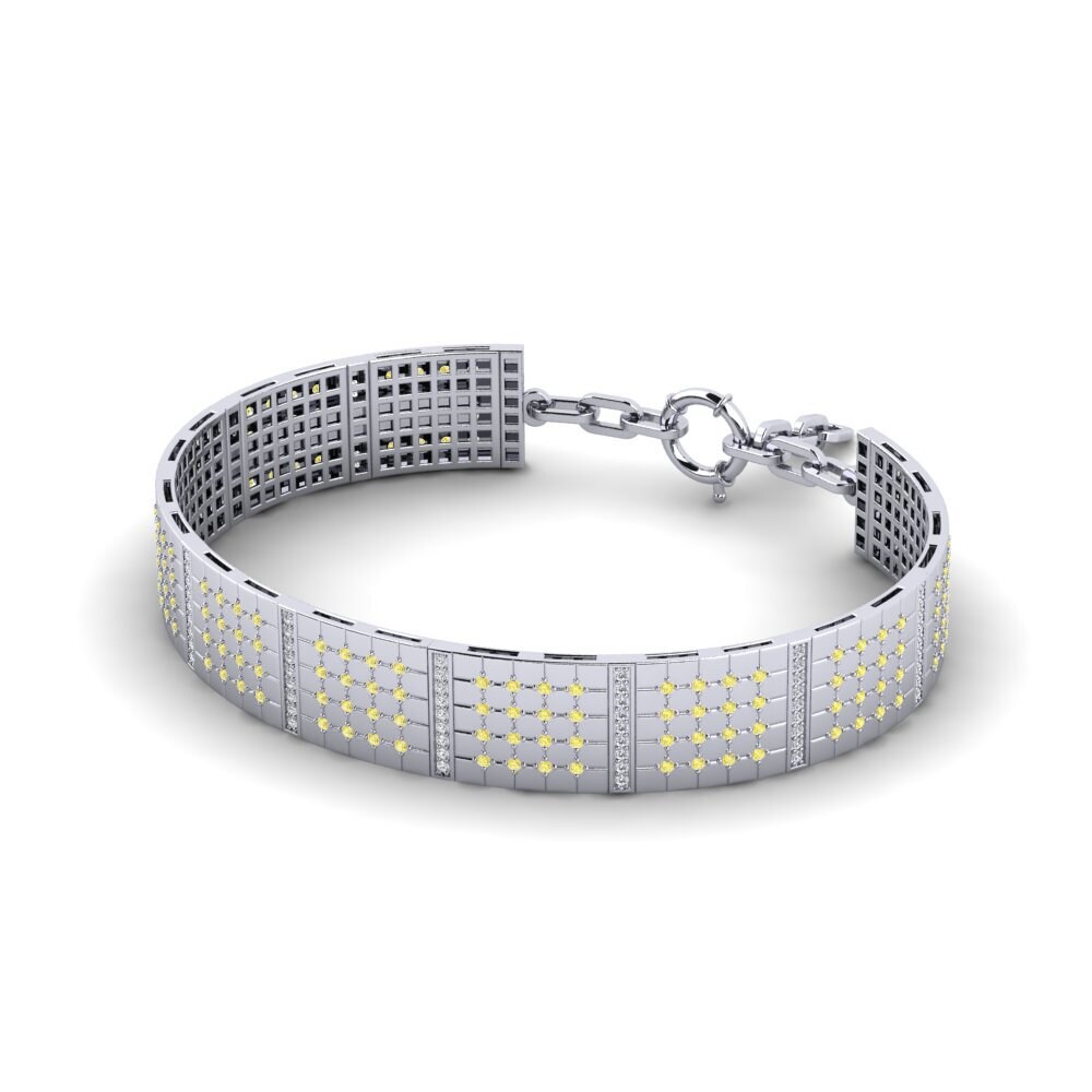 18ct White Gold Yellow Sapphire Men's Bracelet Dogue