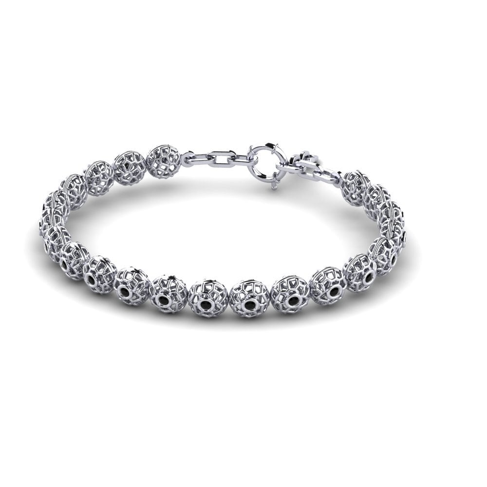 18ct White Gold Black Sapphire Men's Bracelet Dryas
