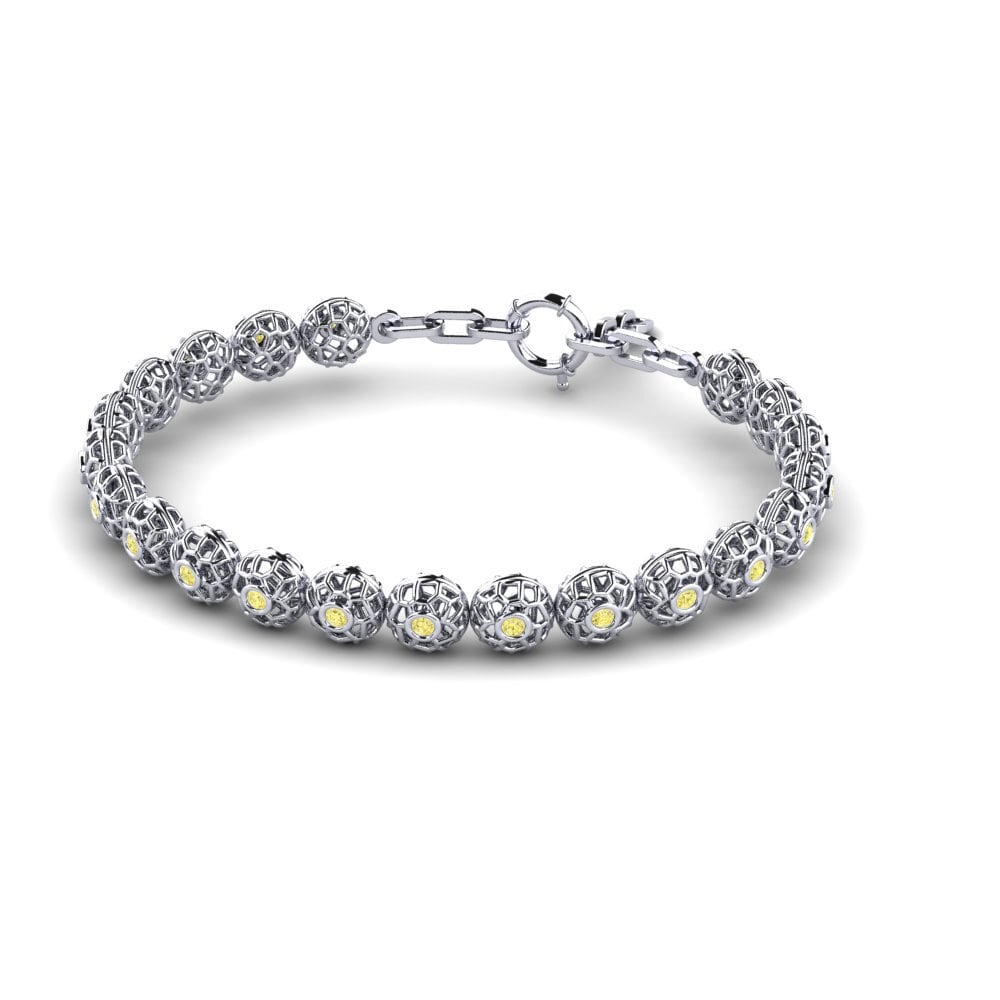18ct White Gold Yellow Sapphire Men's Bracelet Dryas