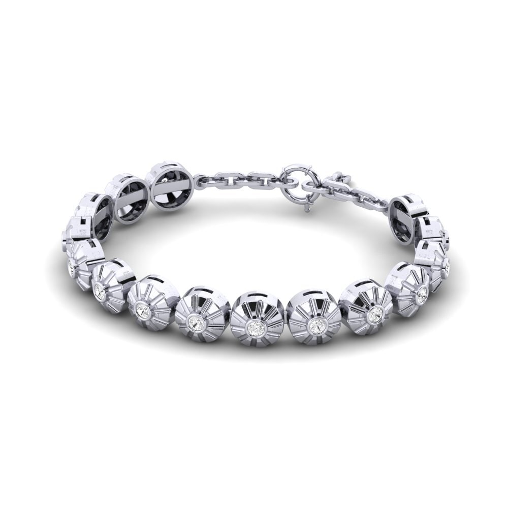 18ct White Gold White sapphire Men's Bracelet Elsam