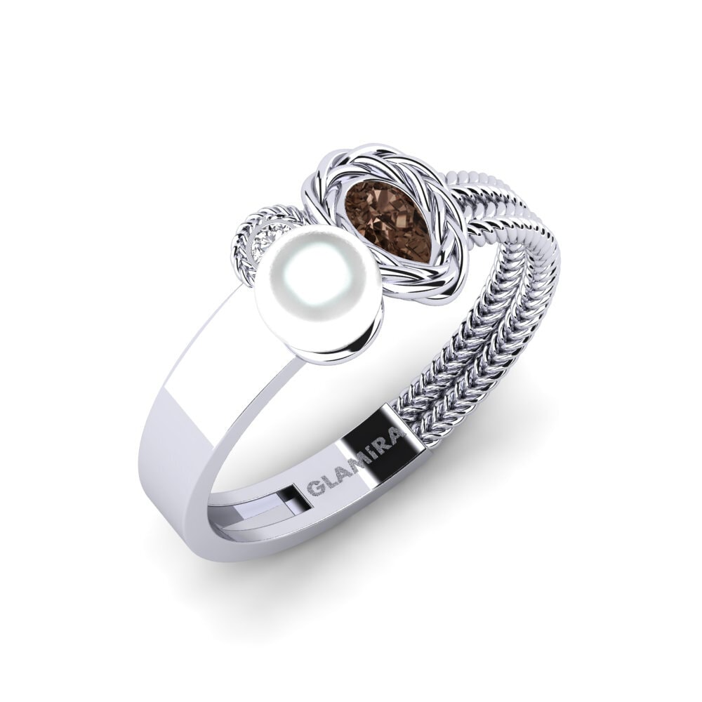 18ct White Gold Smoky Quartz Ring Acwella