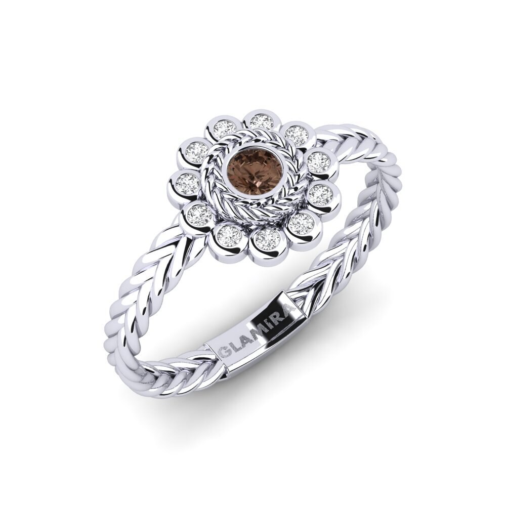 White Silver Smoky Quartz Ring Airano