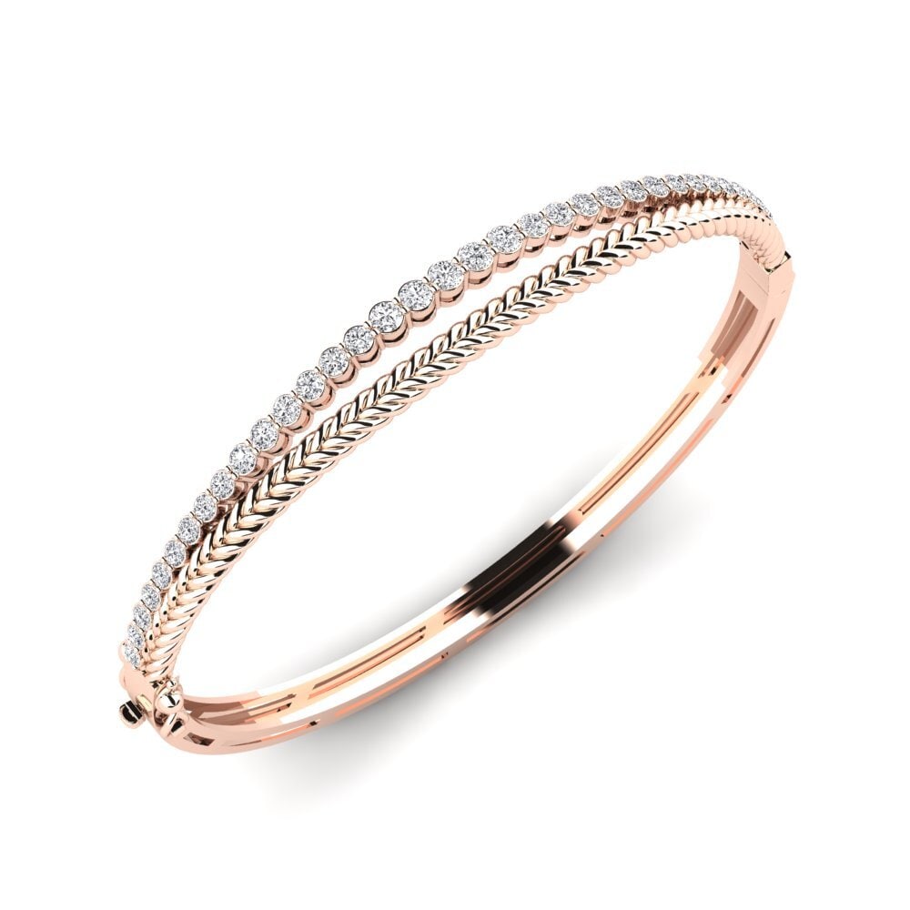 Or rose 14k Diamant Bracelet jonc femme Alreda