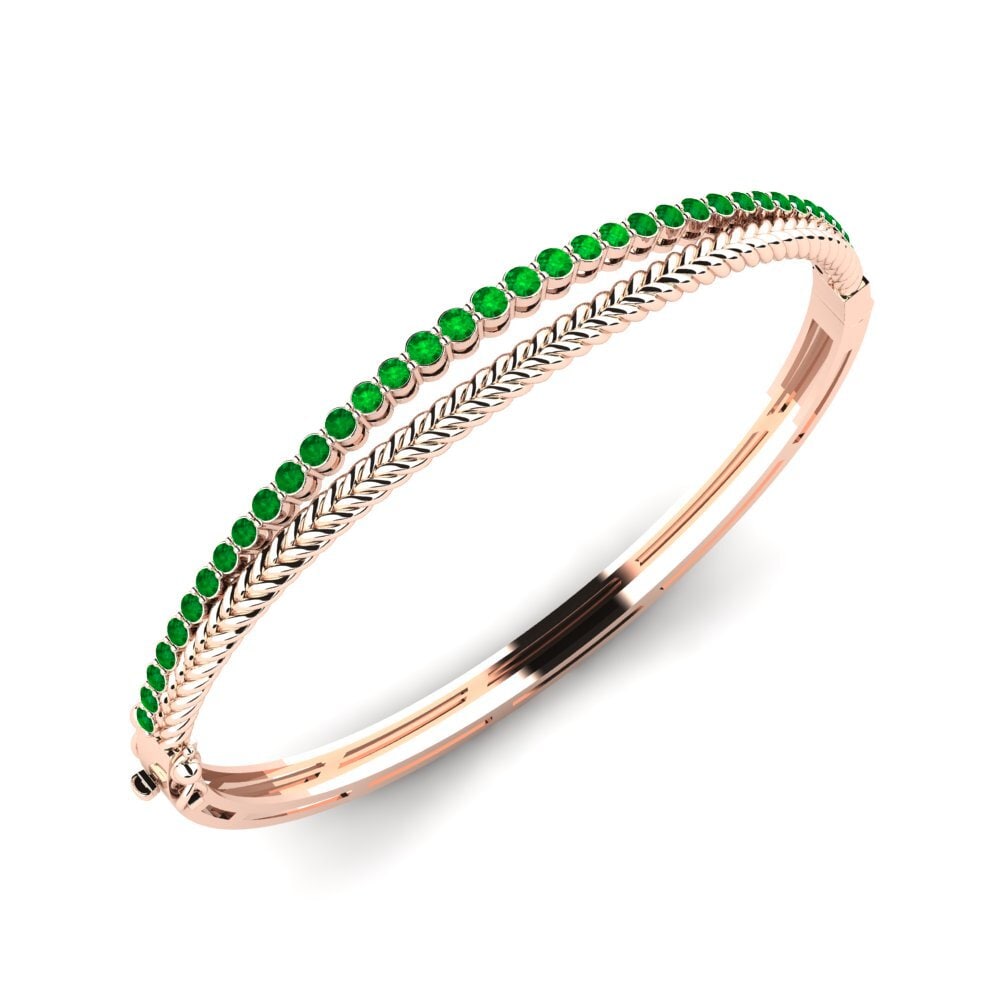 Or rose 14k Émeraude Bracelet jonc femme Alreda