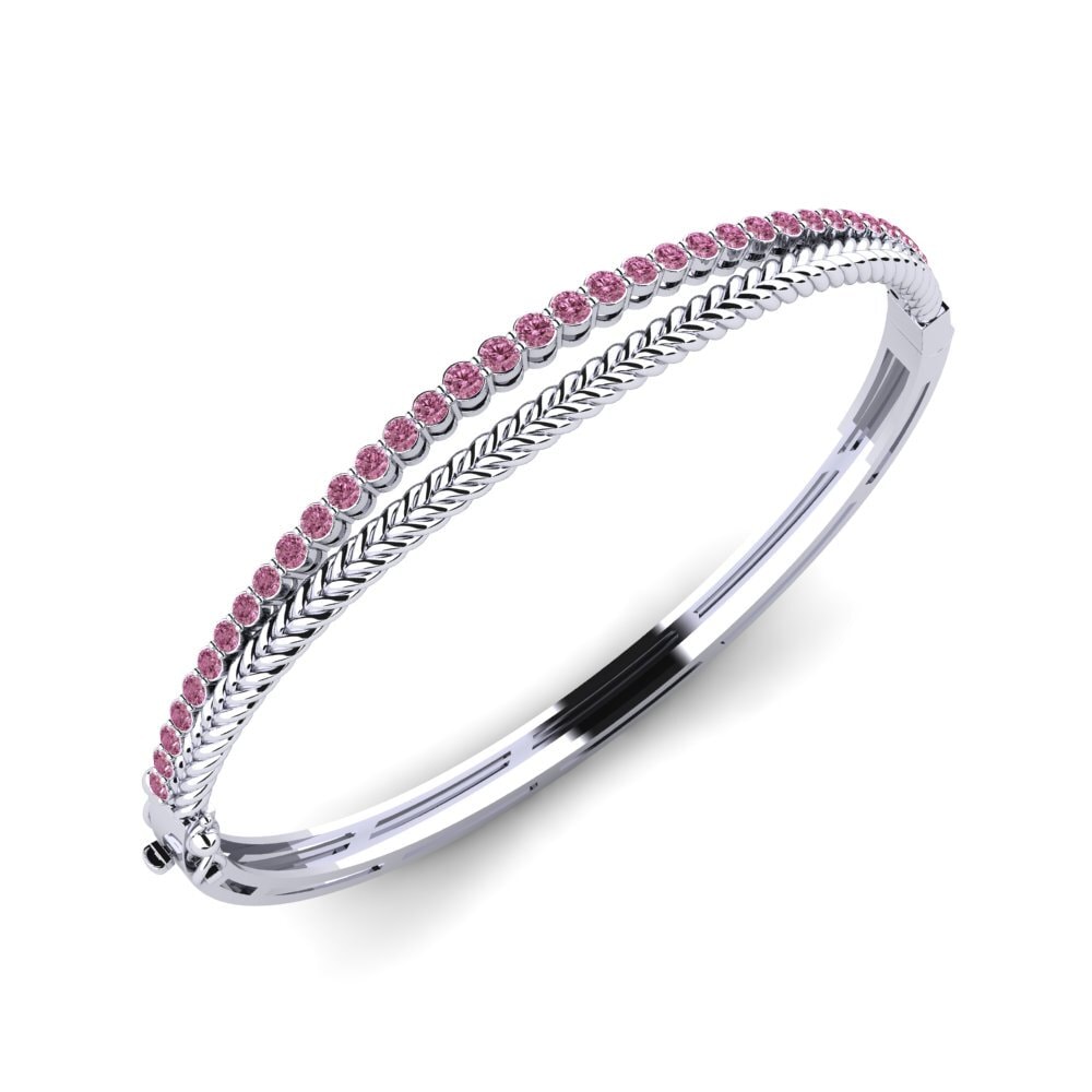 Argent Blanc Grenat de Rhodolite Bracelet jonc femme Alreda