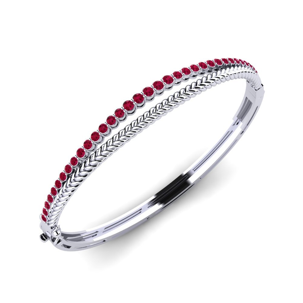 Or Blanc 9k Rubis Bracelet jonc femme Alreda
