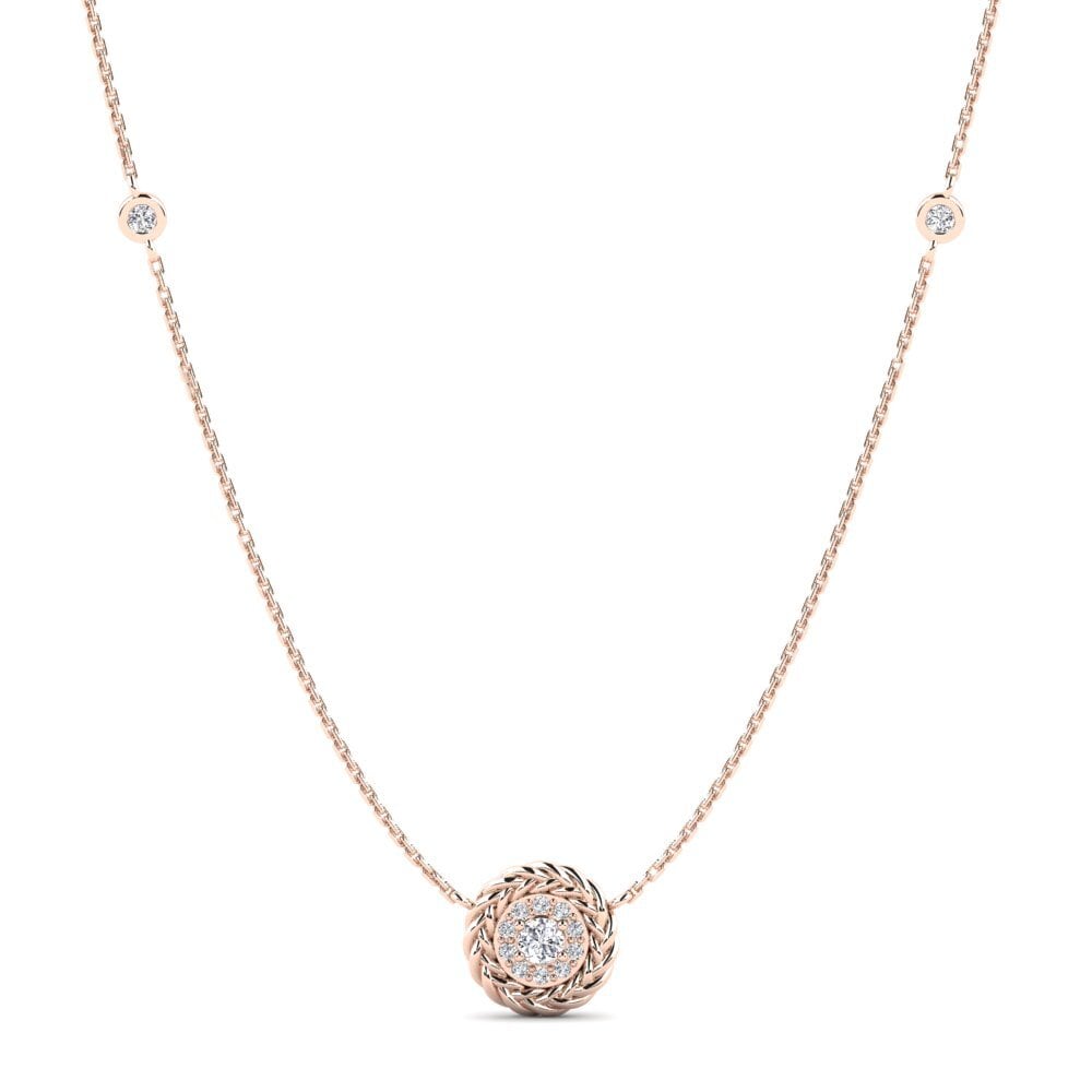 9ct Rose Gold Diamond Women's Necklace Aoga