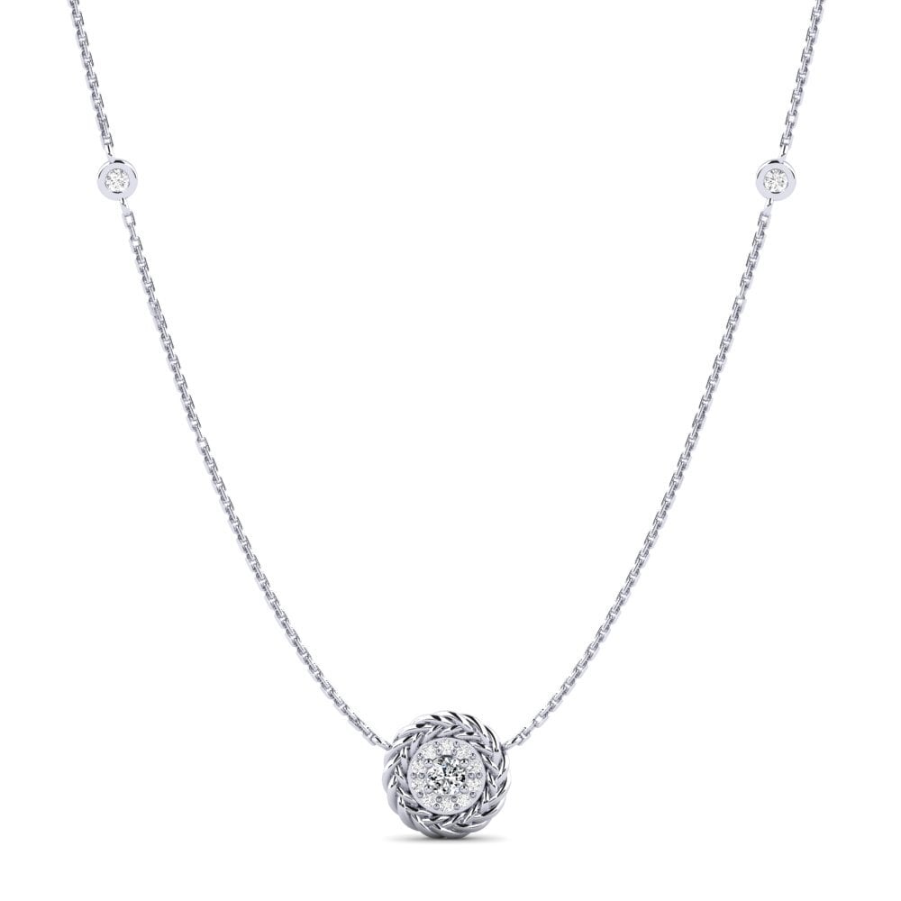 9ct White Gold Zirconia Women's Necklace Aoga